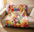 Custom Name TADC Blanket, Rainbow Circus Plush Throw for Children