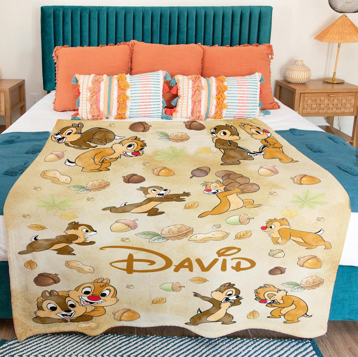 Custom Chip and Dale Blanket, Personalized Disney Birthday Blanket,Cute Chipmunk Throw Blanket, Vintage Disney Gift for Kids Toddler Nursery
