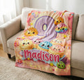 Personalized Kawaii Dumpling Fleece Blanket, Custom Name Age Birthday Keepsake