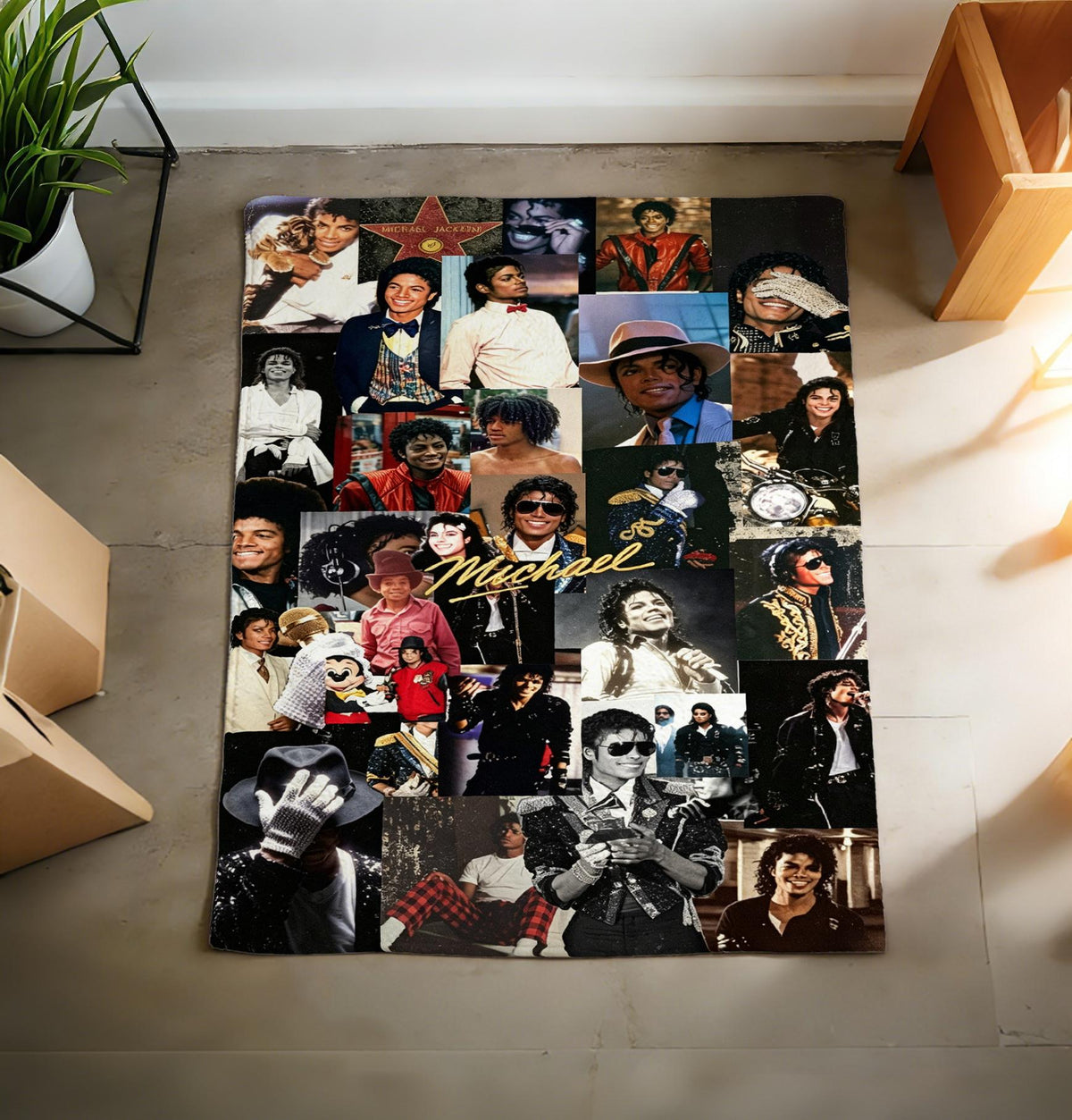 Michael Jackson Collage Throw Blanket, Flannel Soft Cozy Home Decor, Pop Music Fan Gift