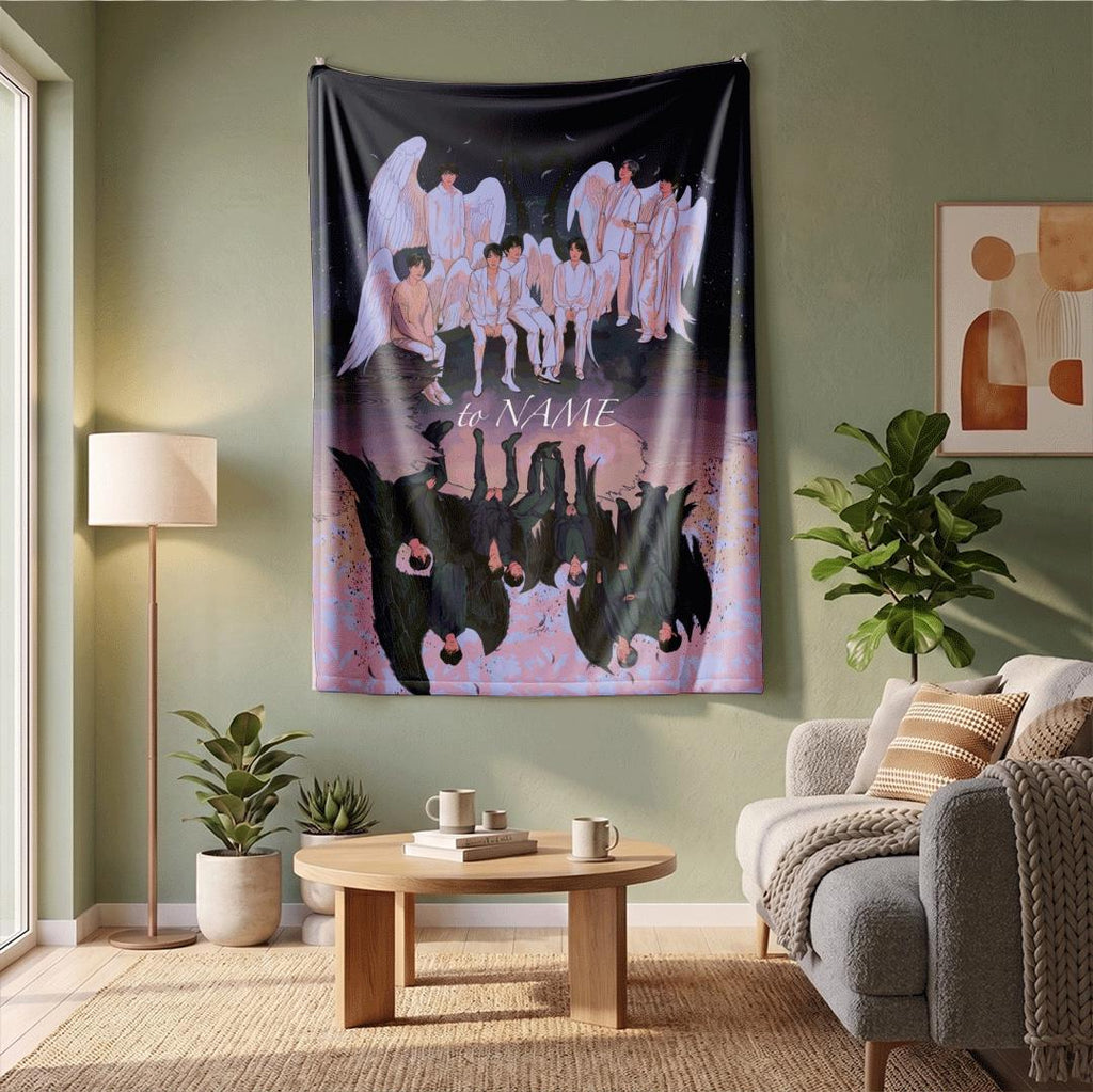 Ethereal Angel Wings BTS Concept Art Blanket Black Swan Reflection Throw Aesthetic Kpop Idol Bedding Dark Fantasy Army Fan Decor Gift