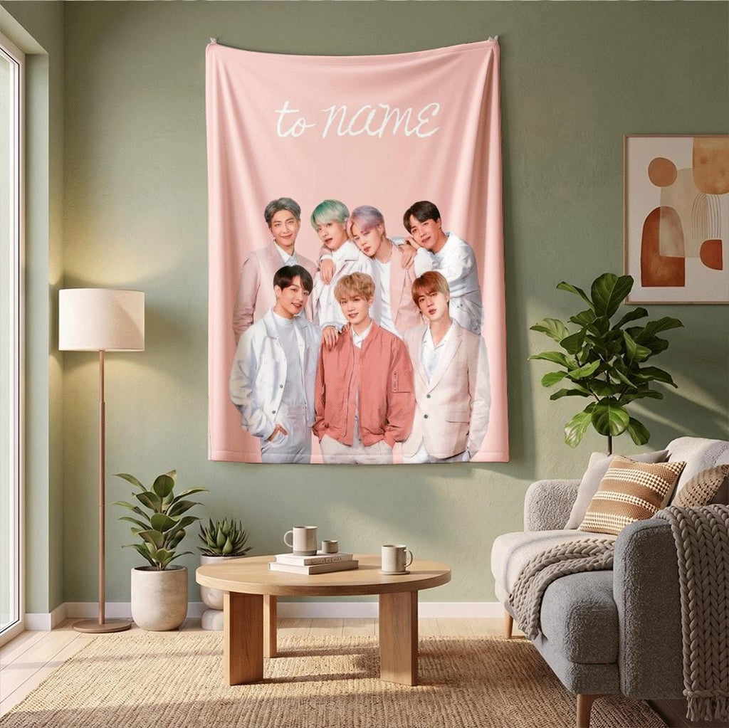 Mysterious Black Swan BTS Personalized Blanket Dark Gothic Idol Throw Edgy Korean Boy Band Bedding Army Fan Room Decor Gift