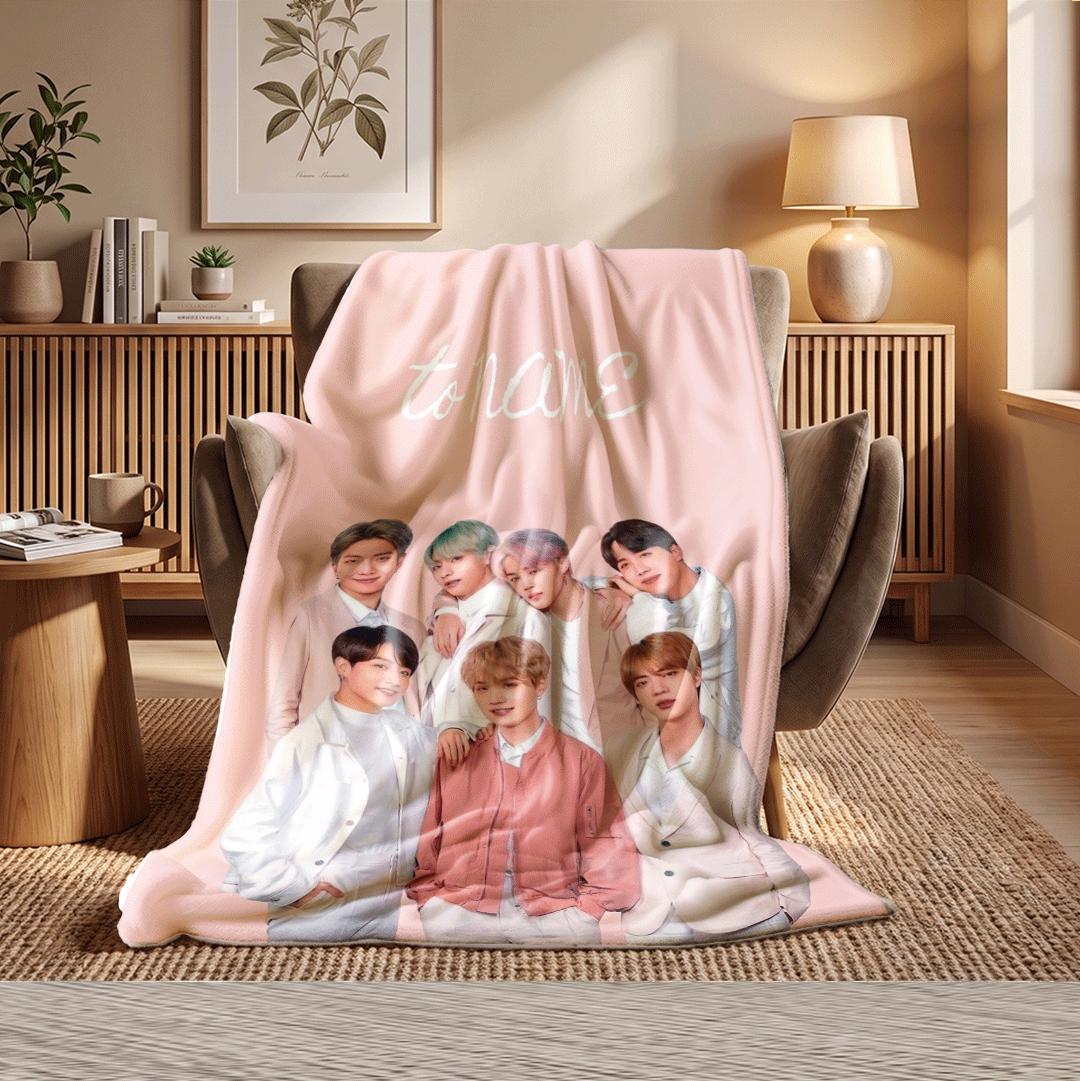 Mysterious Black Swan BTS Personalized Blanket Dark Gothic Idol Throw Edgy Korean Boy Band Bedding Army Fan Room Decor Gift