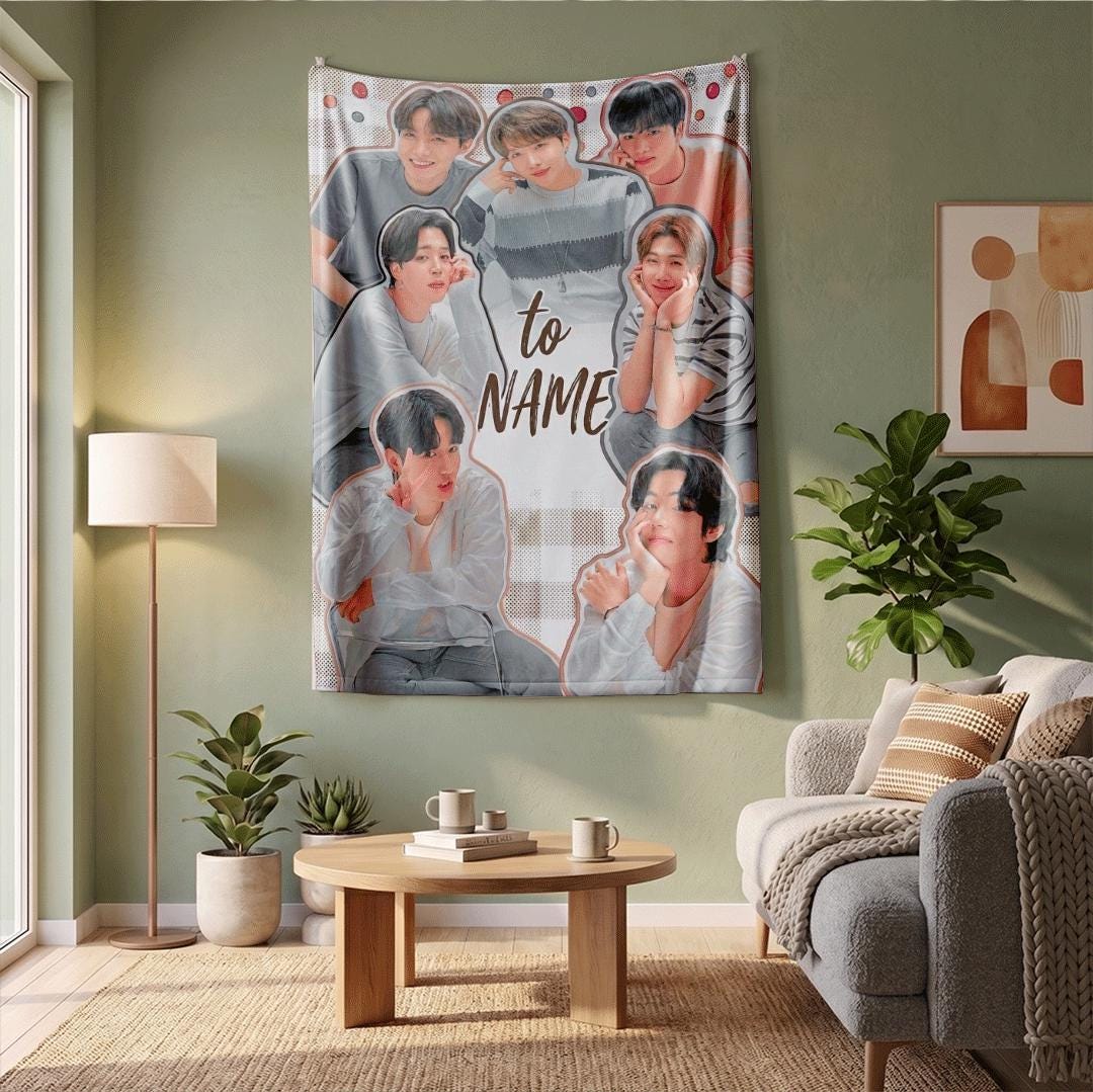 Healing Life Goes On BTS Custom Blanket Starry Night Campfire Throw Cozy Kpop Idol Bedding Inspiring Army Fan Gift Home Decor