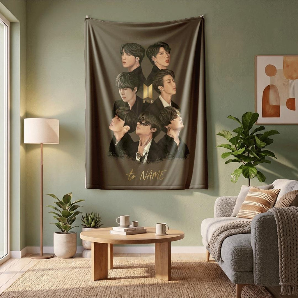 Clean Aesthetic BTS Custom Blanket Studio Portrait Throw Soft Pastel Korean Boy Band Bedding Cute Army Fan Room Decor Gift