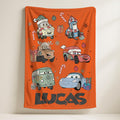 Custom Disney Pixar Cars Christmas Woven Blanket, Personalized Disney Cars Characters Blanket, Lightning McQueen Tow Mater Blanket Gift