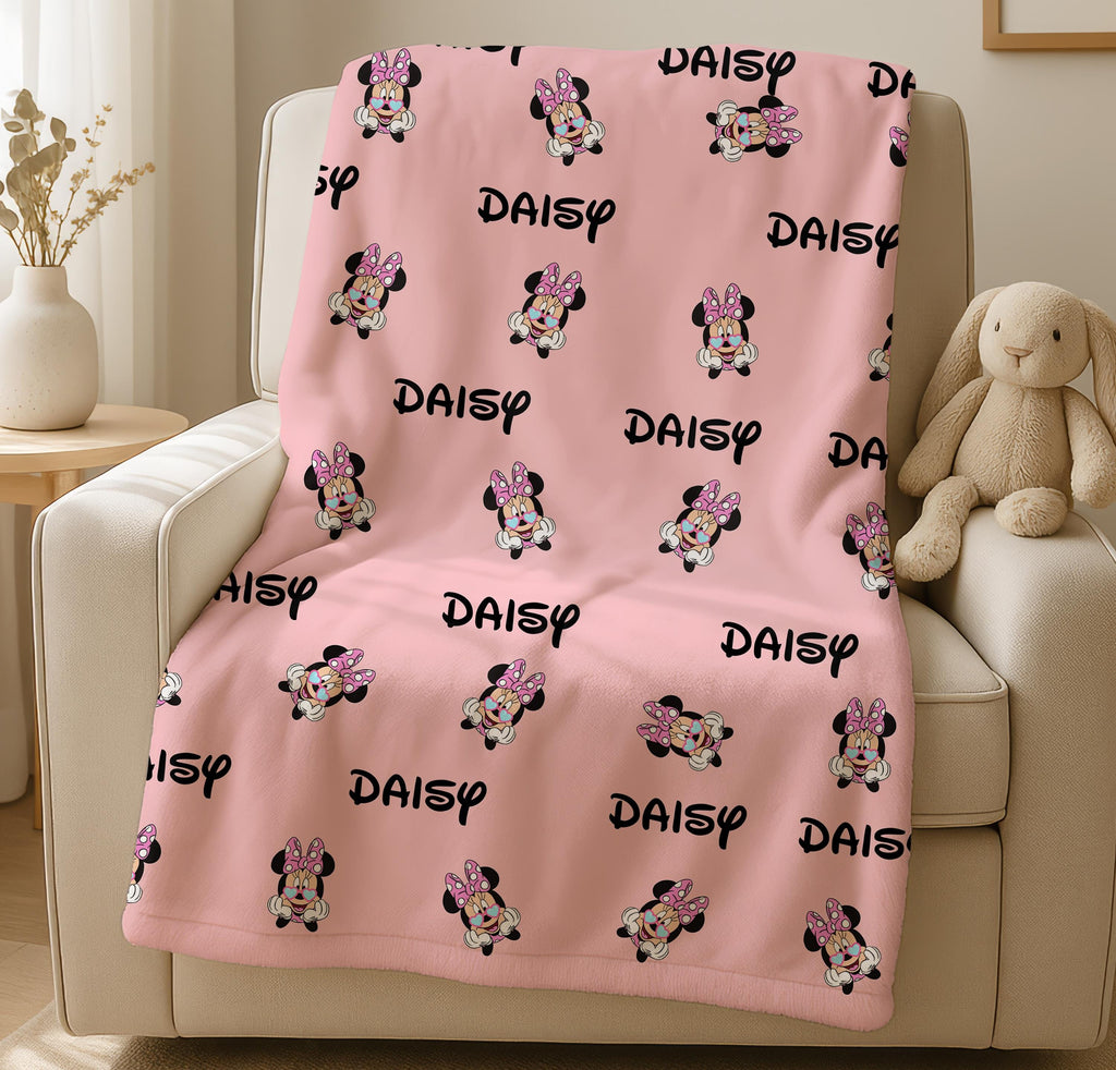 Personalized Disney Name Blanket with Minnie Mouse Character, Perfect Gift for Kids, Disney Minnie Mouse Blanket, Kid Gift, Disney Gifts,