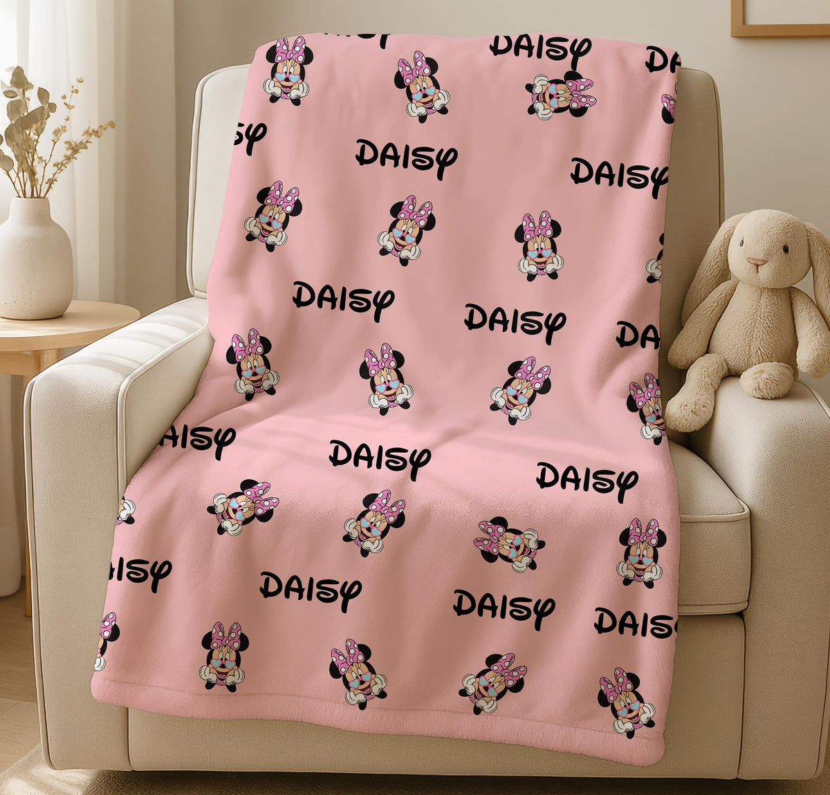 Personalized Disney Name Blanket with Minnie Mouse Character, Perfect Gift for Kids, Disney Minnie Mouse Blanket, Kid Gift, Disney Gifts,
