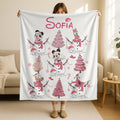Disney Snowman Mickey and Friend's Blanket, Personalized Mickey Mouse Christmas Woven Blanket, Disney Home Decor, Customizable Baby Blanket