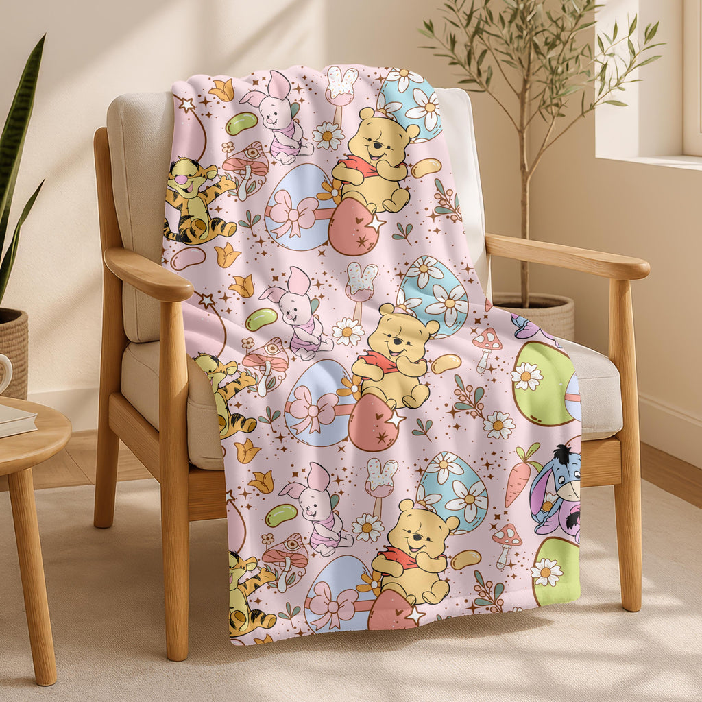 Winnie the Pooh Sherpa Blanket, Personalized Gift For Kids, Newborn Blanket Gift, Soft Fleece Blanket, Baby Shower Present,Gender Neutral