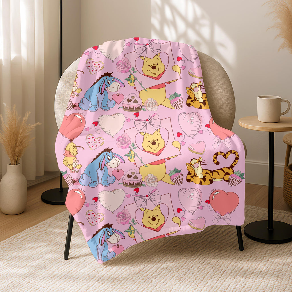 Pooh And Friends Kids Blanket, Disney Cartoon Fleece Blanket, Gift for Baby Shower Of a Boy or Girl,Newborn Present,Gender Neutral Blankie