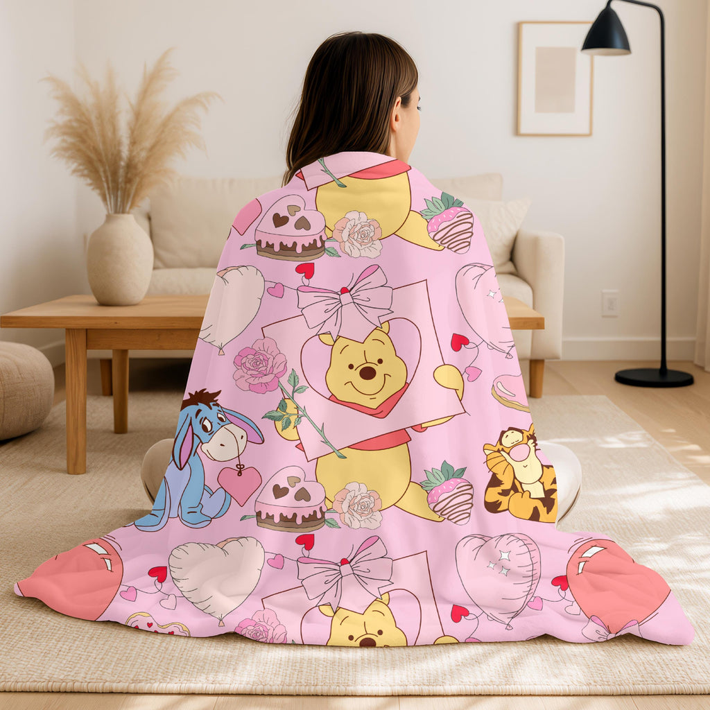 Pooh And Friends Kids Blanket, Disney Cartoon Fleece Blanket, Gift for Baby Shower Of a Boy or Girl,Newborn Present,Gender Neutral Blankie