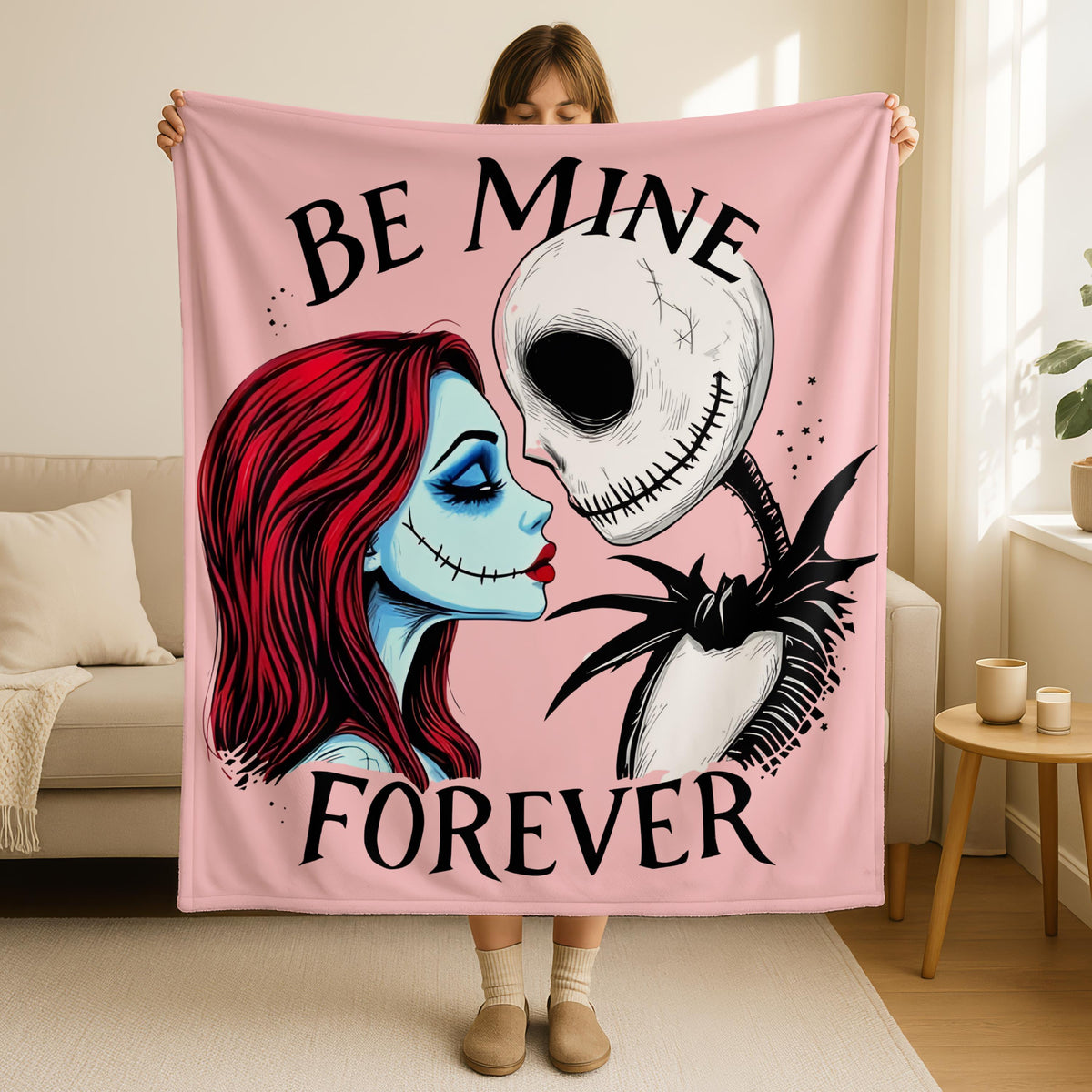 Be Mine Forever Blanket, Skeleton Lovers Sherpa Blanket, Gothic Valentine Gifts, Skeleton Couple Till Death Blanket, Romantic Creepy Gifts