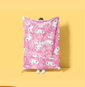 Personalized My Melody Floral Fleece Blanket Custom Name Throw Sweet Kawaii Anime Bedding Dreamy Garden Decor Birthday Gift for Girls
