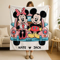 Minnie Mouse and Mickey Mouse Valentines Throw Blanket with Names, Mickey Minnie Couple Blanket, Valentines Gift for Her, Disneyland Blanket