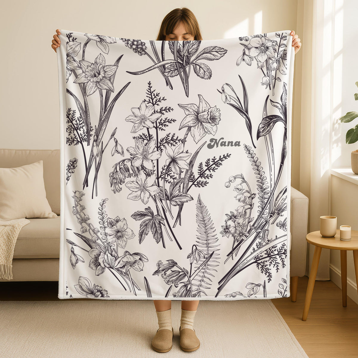 G-Personalized Grandma Blanket Grandparents Day Gift for Grandma Nana,Mothers Day Gift,Custom Grandma Gift, Birthday Present for Grandmother