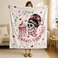 Anti Valentine Blanket, Cupid is Stupid Blanket, Anti Valentines Day Gift, Skeleton Woman Blanket, Single Life Gift, Funny Single Woman Gift