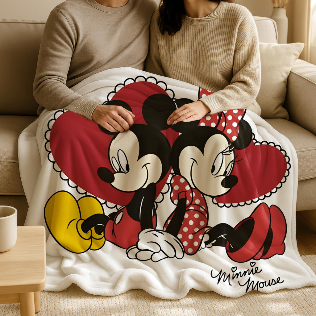 Personalized Mickey and Minnie Anniversary Blanket, Mickey Minnie Couple Throw Blanket, Mickey Minnie Heart Blanket, Blanket Gifts for Her
