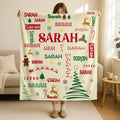 Custom Name Christmas Blanket,Custom Name Throw, Fleece Kids Holiday Decor Gift,Custom Nursery Decor,Personalized Christmas Gift