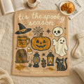 Halloween Velveteen Blanket, Spooky Season Decor, Soft Warm Bedding