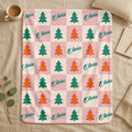 Custom Christmas Blanket, Christmas Tree Blanket, Custom Name Xmas Blanket, Personalized Christmas Woven Blanket, Winter Blanket With Name
