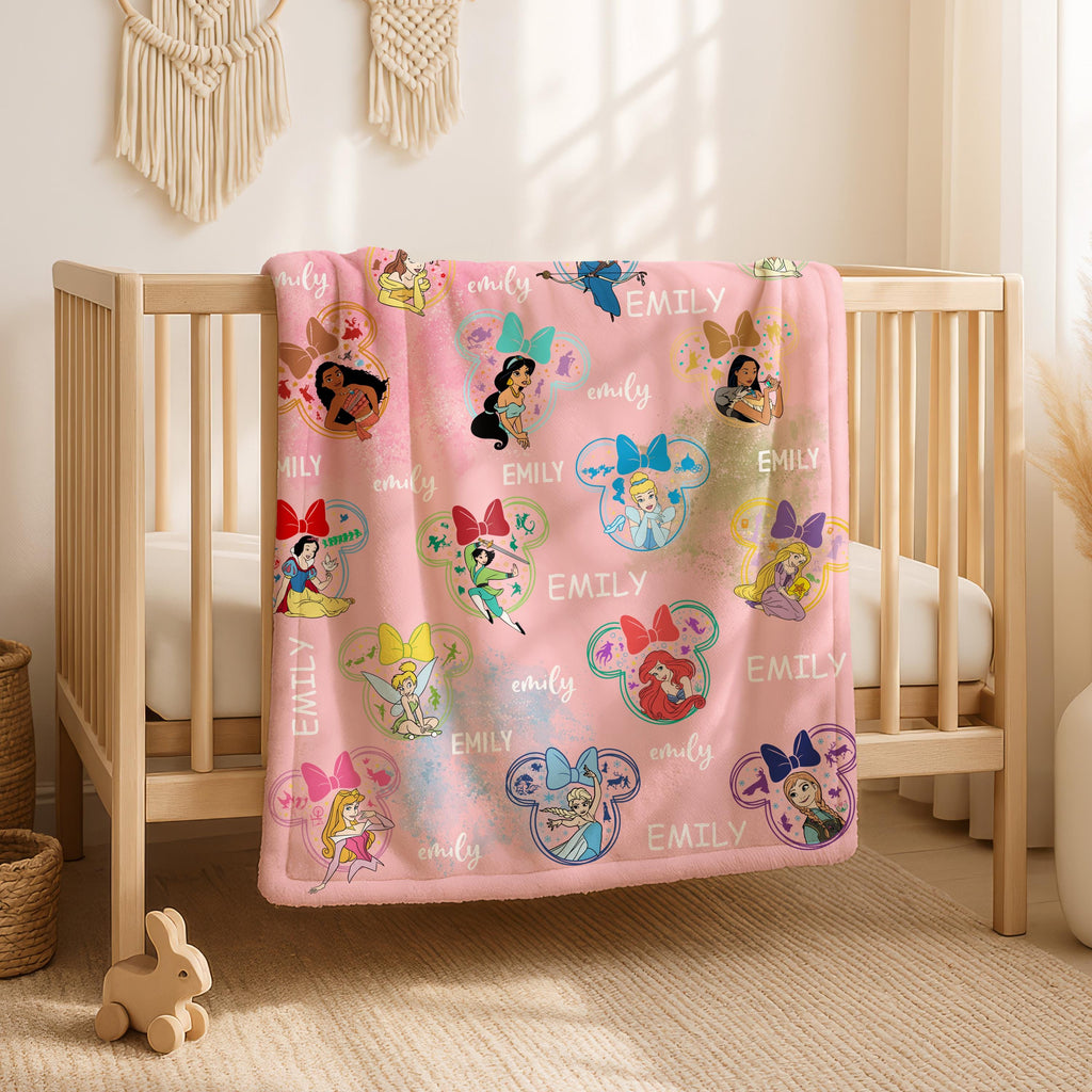Personalized Disney Princess Fleece Blanket,Birthday Girl Gift,Disney Bedding,Gift for Daughter,Custom Disney Princess Blanket,Kid Blankets