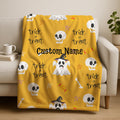 Custom Name Halloween Ghost Blanket, Spooky Blanket, Custom Halloween Gift, Back To School Gift,Personalized Halloween Name Blanket for Kids