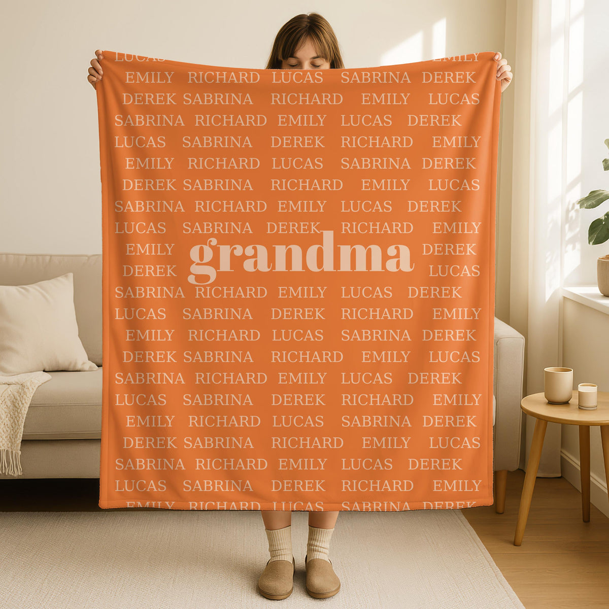 Custom Grandma Name Blanket,Personalized Throw with Grandkids Names Pattern,Customized Blankets For Children's Birthdays/Holidays,Nana Gift