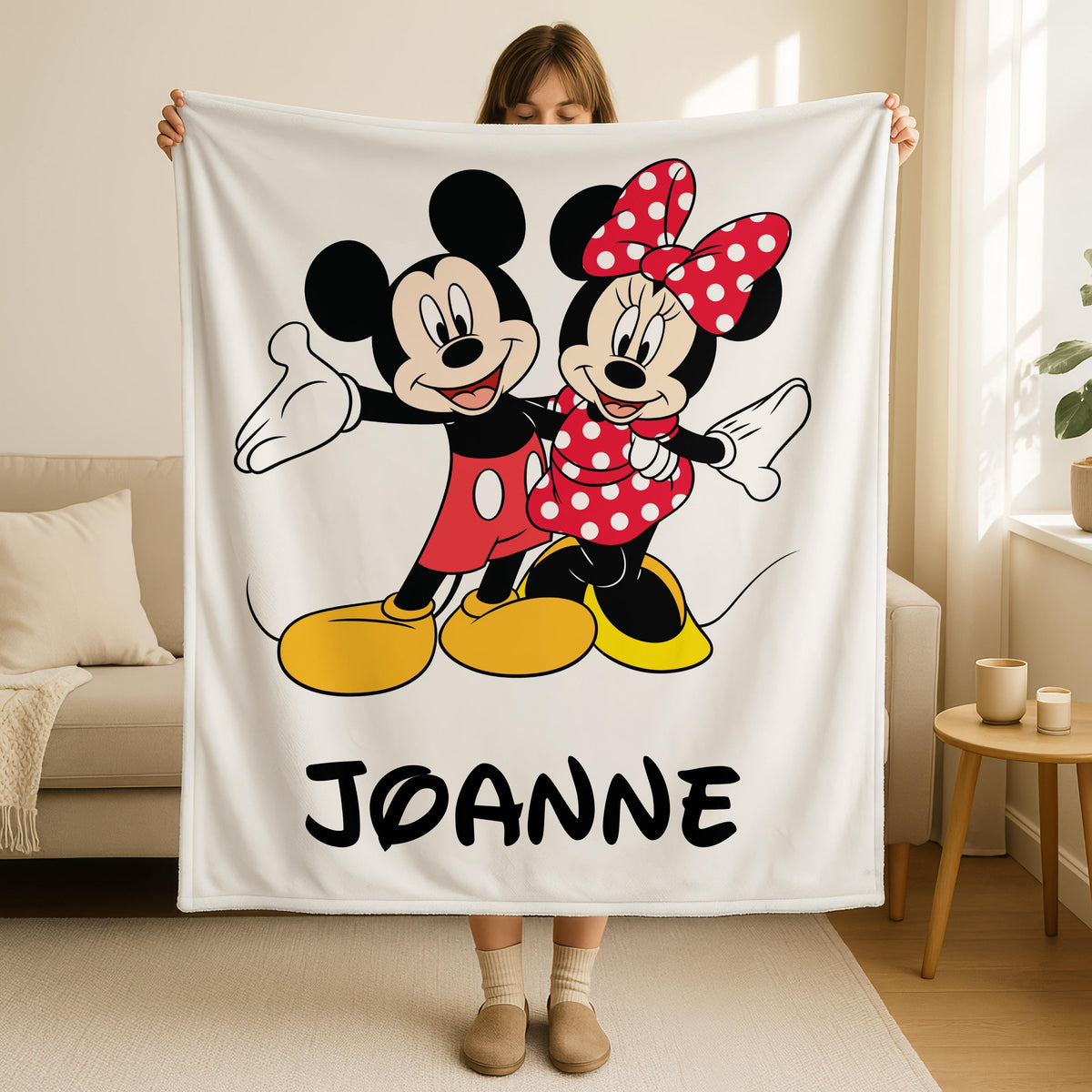 Personalized Disney Name Blanket, custom Minnie Mouse Blanket, Mickey Mouse Blanket, Cute Minnie Mouse Gift, Perfect Gift for Kids Adults,