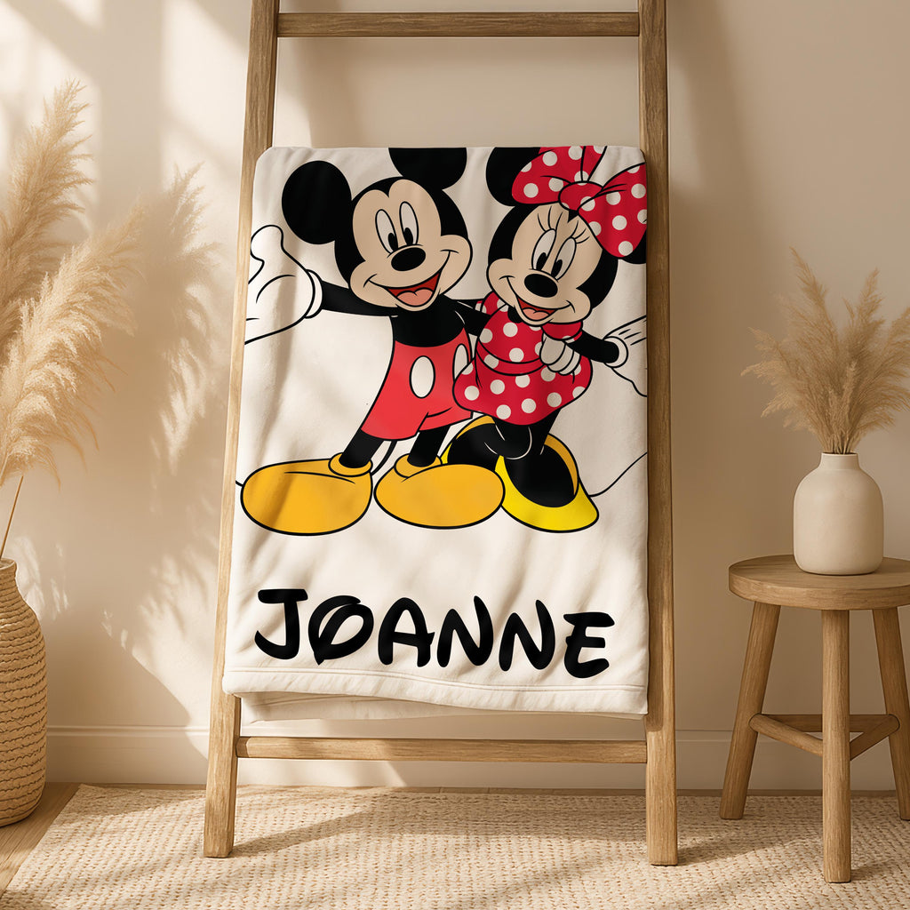 Personalized Disney Name Blanket, custom Minnie Mouse Blanket, Mickey Mouse Blanket, Cute Minnie Mouse Gift, Perfect Gift for Kids Adults,