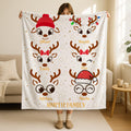 Personalized Reindeer Blanket,Custom Christmas Gift,Persomalized Name Family Holiday Throw, Christmas Gifts,Personalized Name Blanket