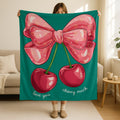 Coquette Cherry Throw Blanket, Love You Cherry Much Blanket, Cute Romantic Gift, Valentines Day Blanket, Romantic Home Decor, Valentine Gift