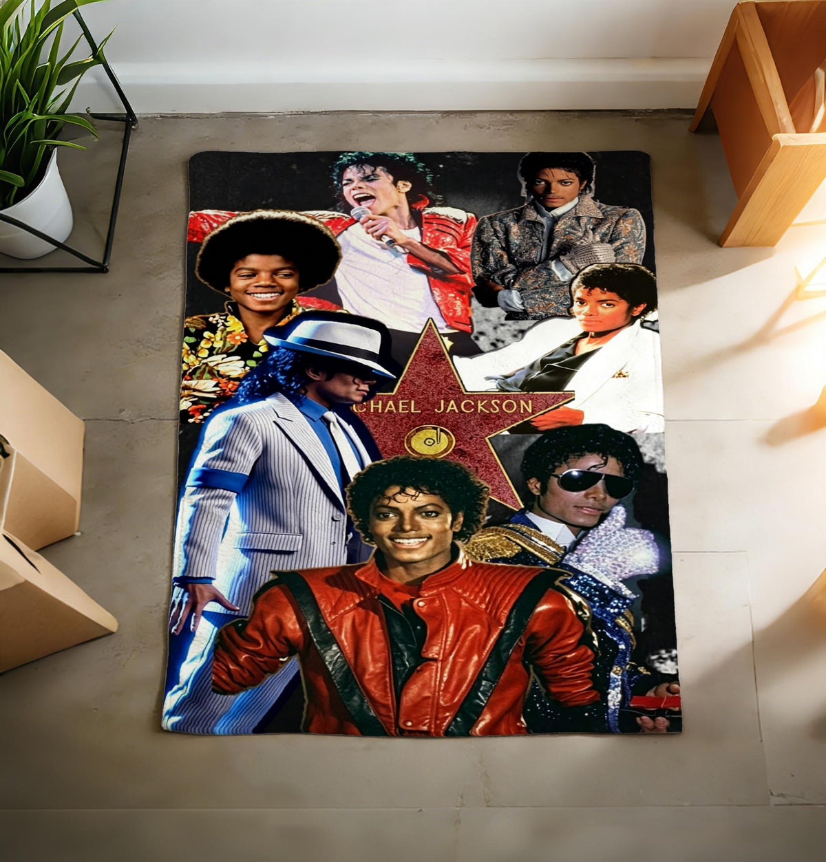 Michael Jackson Collage Flannel Throw Blanket, Classic Pop Music Fan Decor
