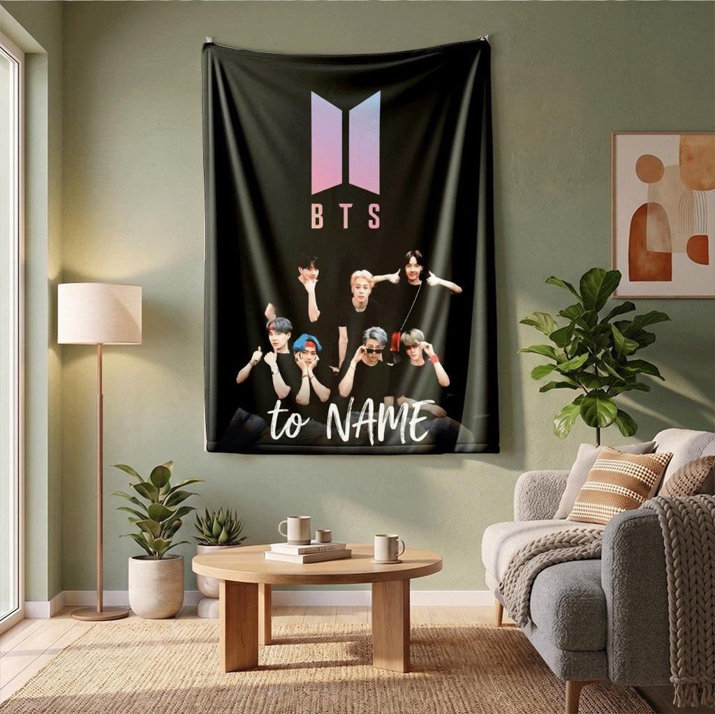 Dreamy Pastel Clouds BTS Personalized Blanket Soft Aesthetic Sky Throw Korean Boy Band Bedding Elegant Army Fan Poster Gift