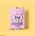 Kuromi Kawaii Icons Blanket Personalized Name Custom Fleece Throw Cute Anime Bedding Soft Pastel Room Decor Birthday Gift Girls