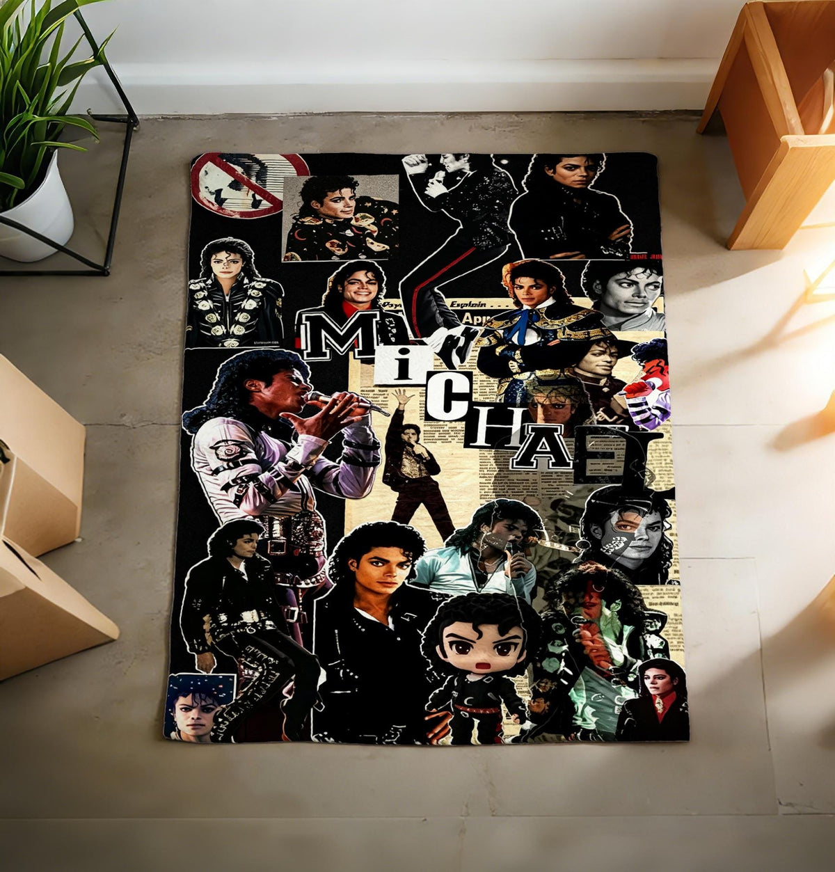 Michael Jackson Collage Flannel Throw Blanket, Pop Music Fan Decor