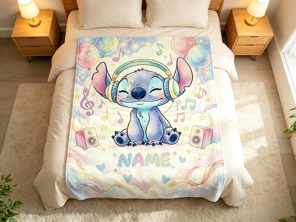 Name Customized Stitch Blanket, Warm Cozy Throw, Great Gift For Young Fans