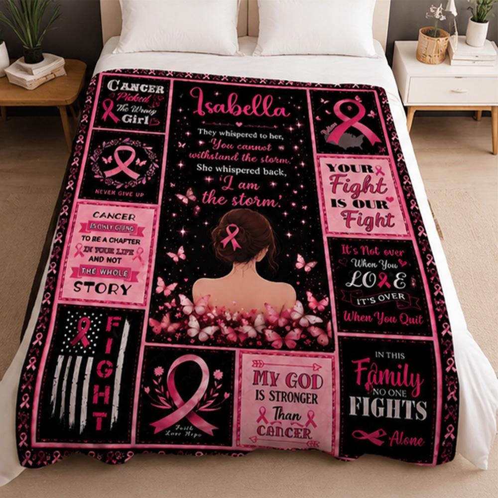 Breast Cancer Awareness Blanket Survivor Support Gift for Women