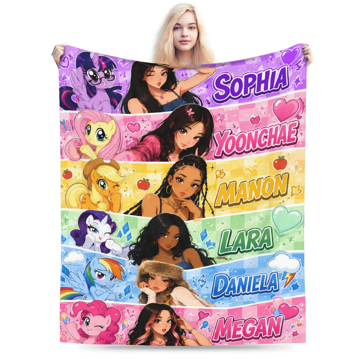 Pop Girl Group Flannel Blanket, Colorful Friendship Throw, Soft Cozy Music Fan Blanket, Teen Bedroom Decor and Birthday Gift