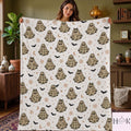 Camo Ghost Halloween Blanket, Cute Plaid Ghost Fleece Throw, Neutral Spooky Season Couch Blanket, Cozy Fall Halloween Gift