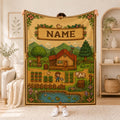 Personalized Stardew Valley Pixel Art Blanket, Custom Name Farm Fleece Throw