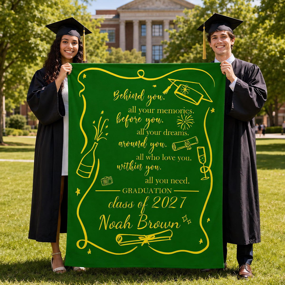 Personalized Graduation Blanket,Custom Name Blanket,Inspirational Quote Flannel Throw,High School Grad Throw,Graduate Achievement Treasure