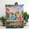 Personalized Disney Princess Blanket, Custom Name Blanket,Princess Group Blanket, Disney Birthday Girl Blanket, Cinderella Ariel Belle Tiana