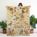 Personalized Chip And Dale Blanket, Custom Name Double Trouble Blanket Throw, Disney Couple Blanket, Disney Birthday Gift, Disney Home Decor
