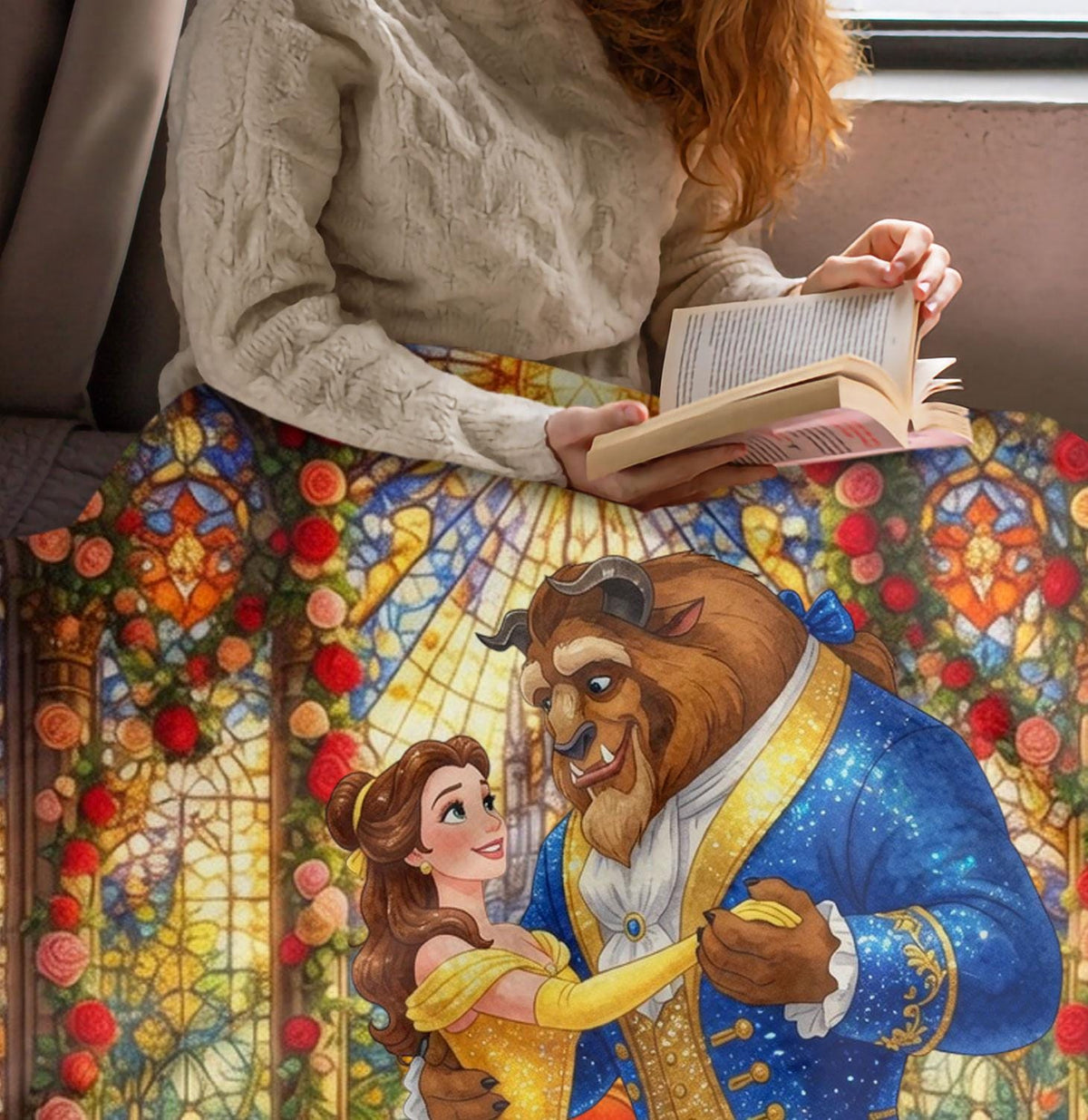 Personalized Beauty And The Beast Blanket, Custom Name Belle Blanket Throw, Disney Princess Blanket, Couple Blanket Gift, Disney Home Decor