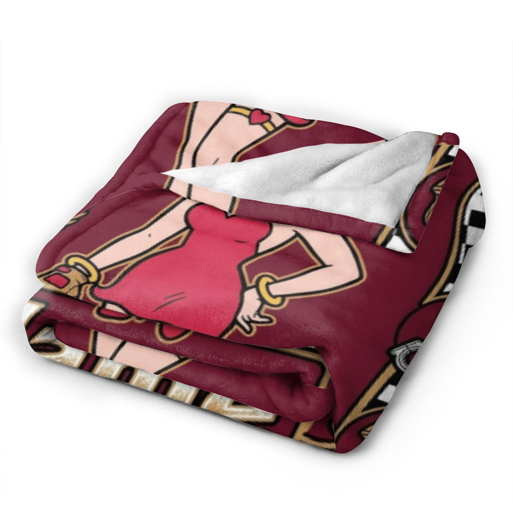 Custom Name Biker Betty Boop Fleece Blanket, Motorcycle Racing Chequered Flannel Throw Blanket for Men Women, Retro Garage Decor Gift