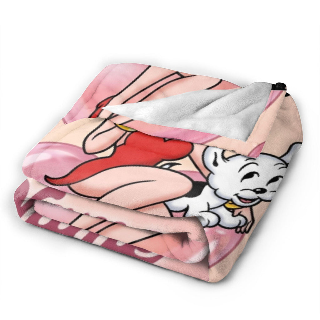 Custom Name Pink Heart Betty Boop Fleece Blanket, Romantic Puppy Flannel Throw Blanket for Bed Sofa, Sweet Cute Girls Birthday Gift