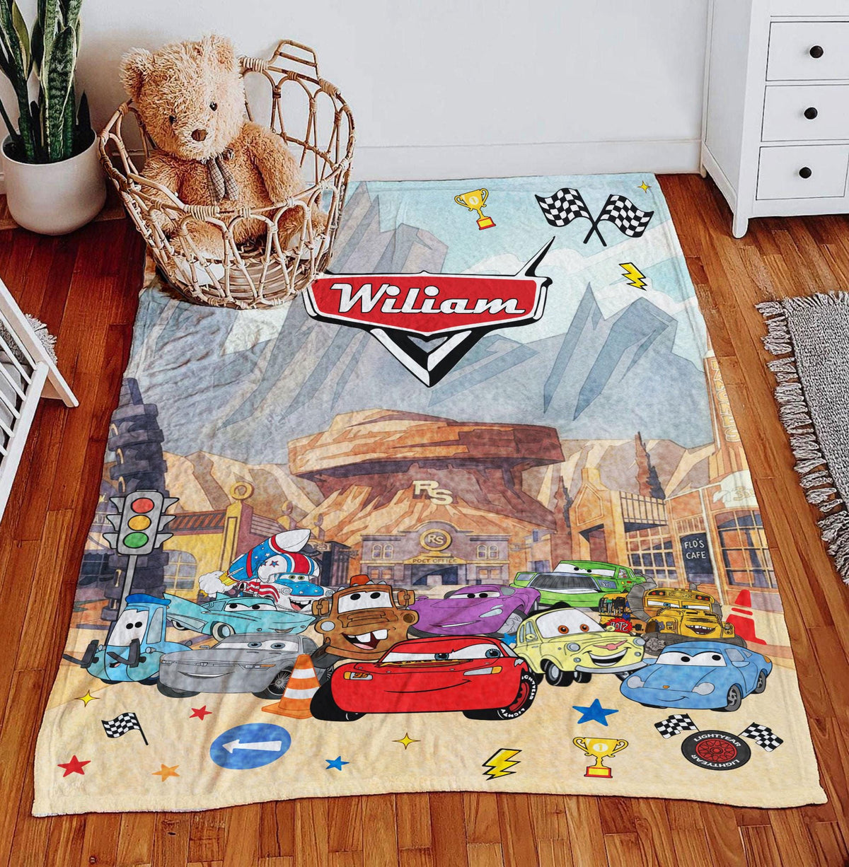 Personalized Disney Cars Blanket, Custom Name Cars Movie Character Blanket, Lightning McQueen Matter Blanket, Birthday Gift for Boys Girls