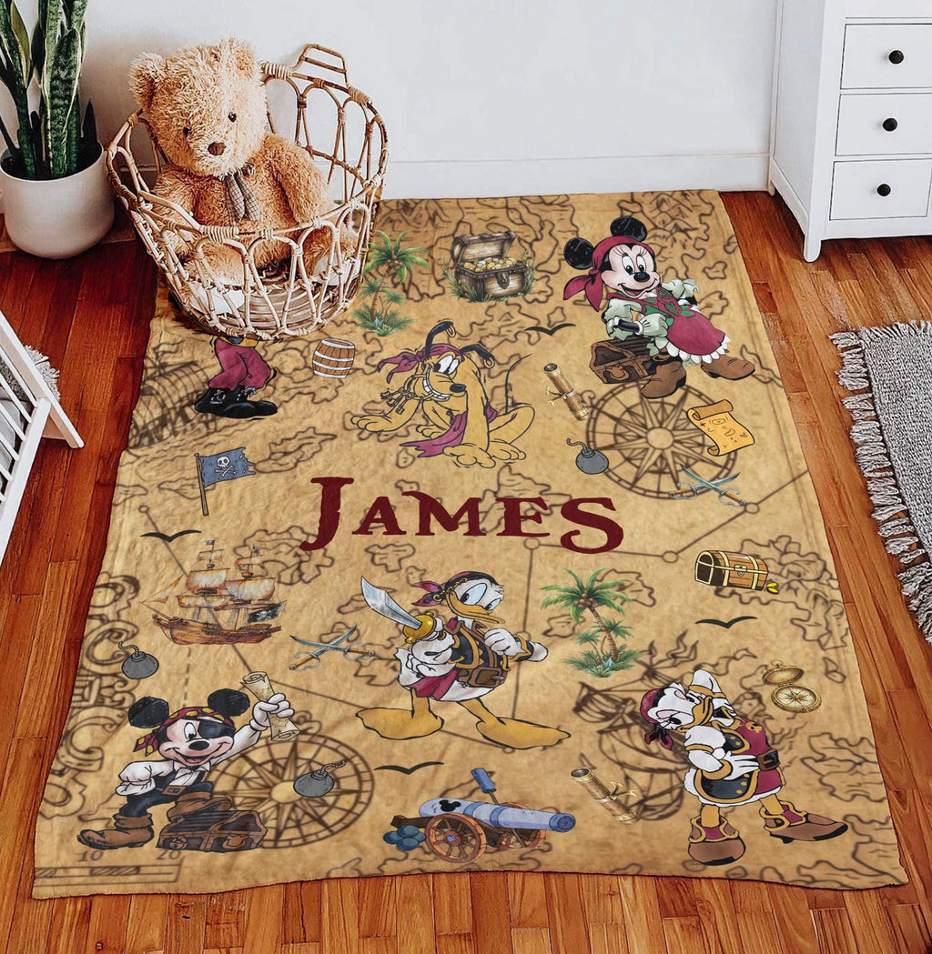 Personalized Disney Pirates of the Caribbean Blanket, Custom Mouse And Friends Cruise Blanket, Disney Nursery Decor, Family Cruise blankets