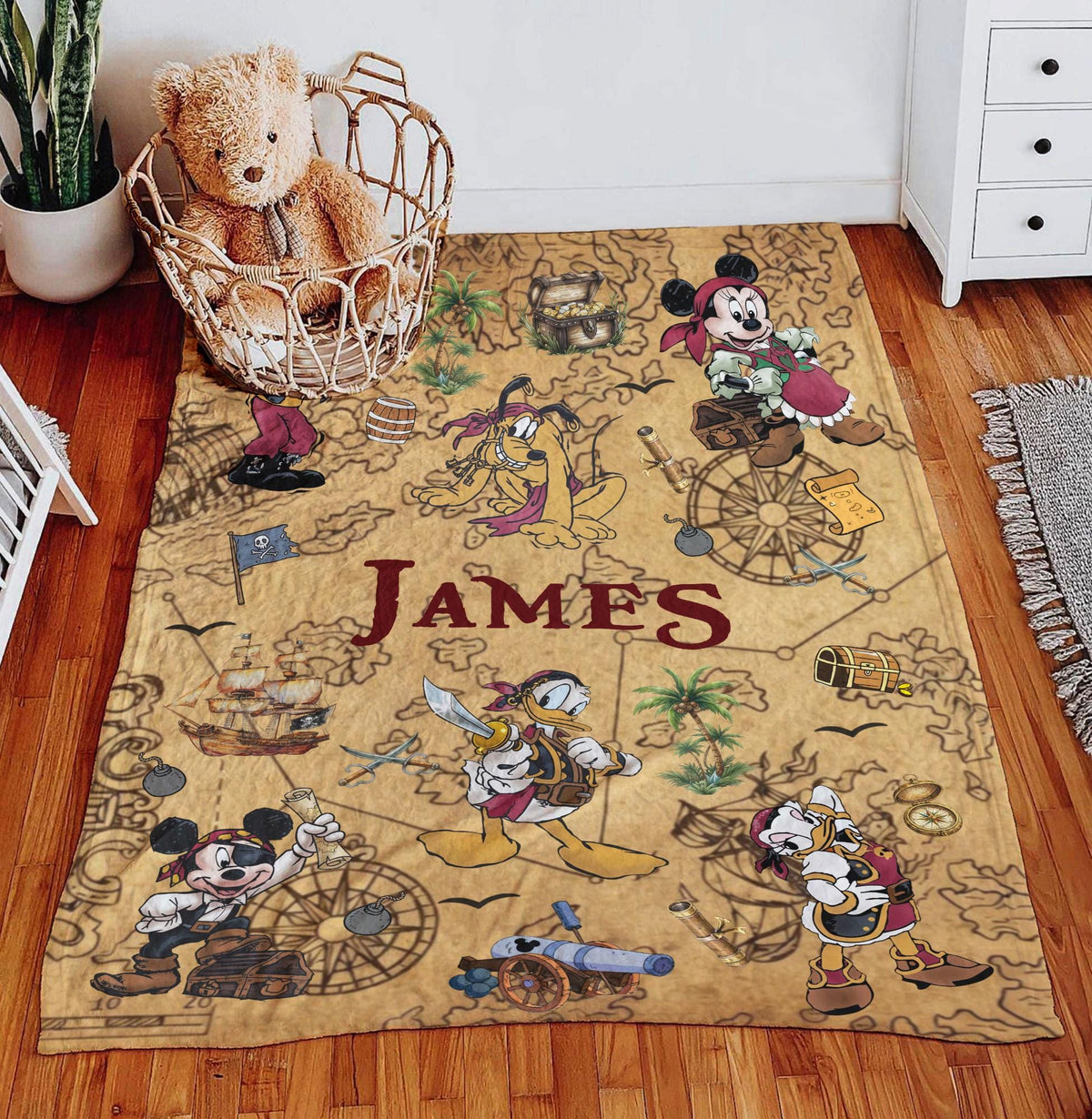 Personalized Disney Pirates of the Caribbean Blanket, Custom Mouse And Friends Cruise Blanket, Disney Nursery Decor, Family Cruise blankets